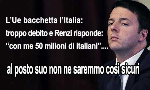 Ue: l’Italia ha troppo debito, Renzi: con me 50…